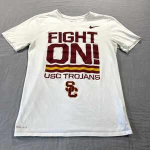Nike USC Trojans Shirt Womens Small White‎ Crew Neck Fight On Ladies *